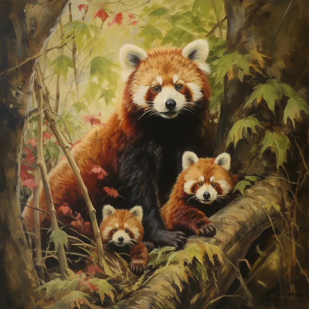 Red Pandas playing in bamboo forest under morning light - Image 4