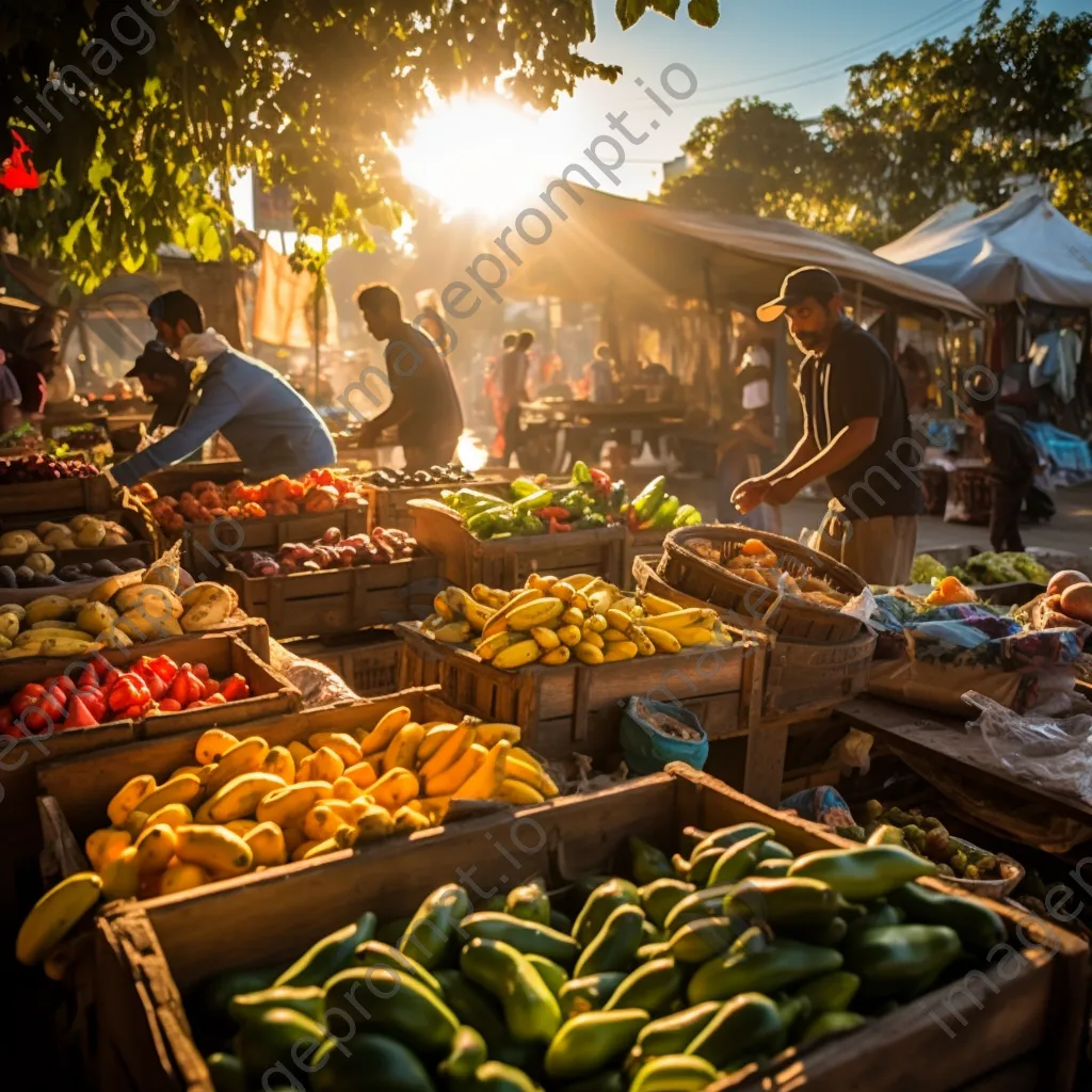 People shopping at a busy farmer