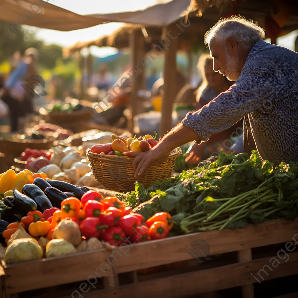 People shopping at a busy farmer