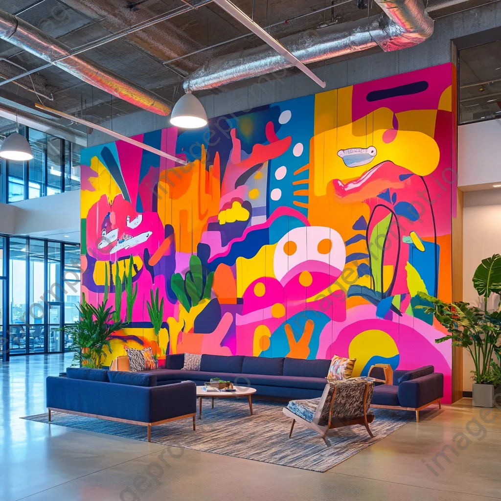 Mural illustrating company core values in a modern office environment - Image 1