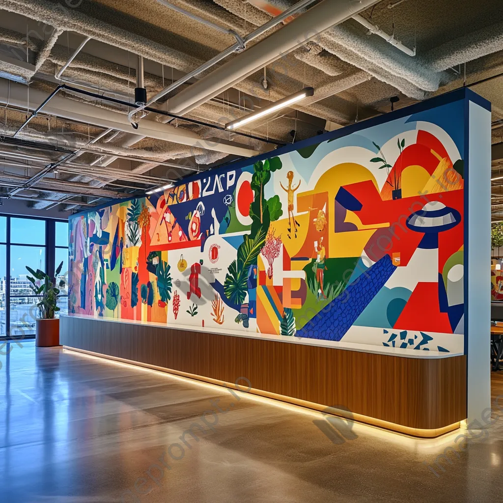 Mural illustrating company core values in a modern office environment - Image 2