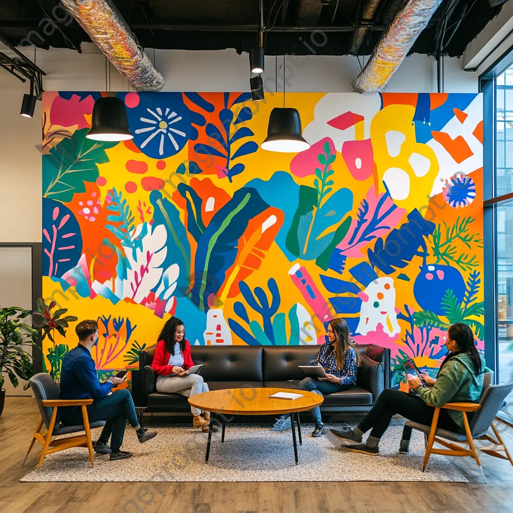 Mural illustrating company core values in a modern office environment - Image 3