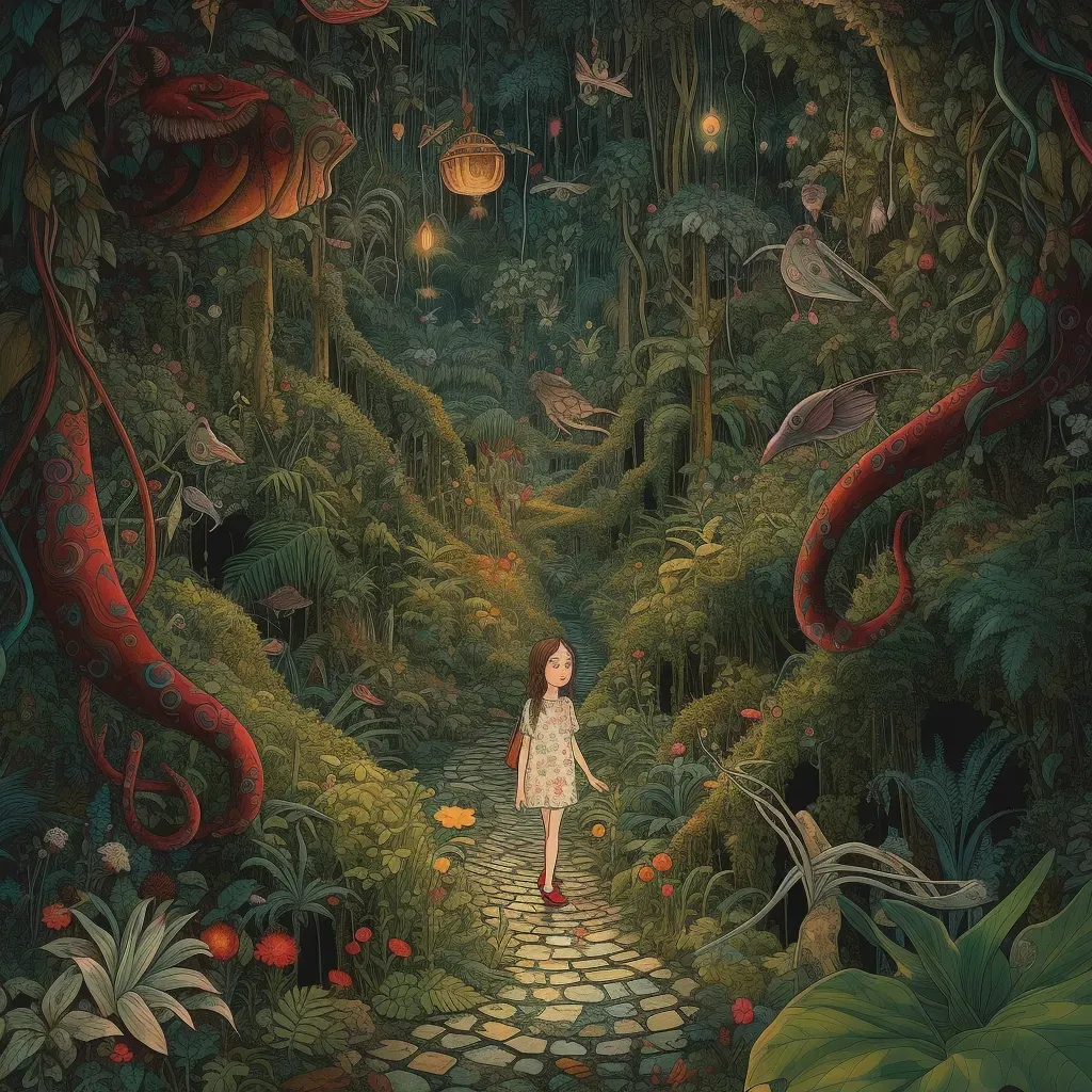 Girl Walking Through Magical Forest