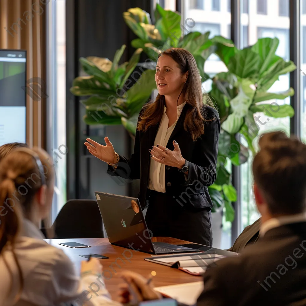 Female executive presenting in a modern boardroom - Image 1