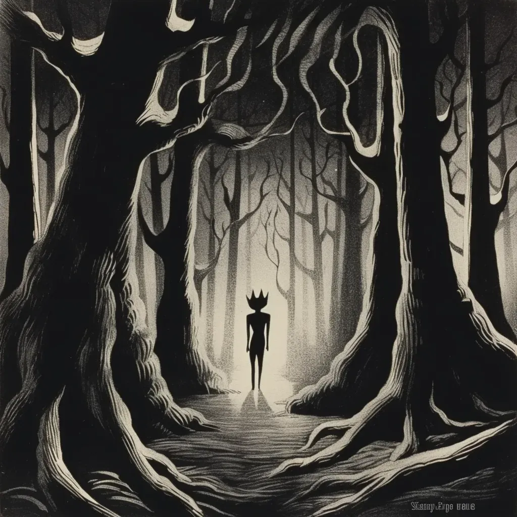 Mysterious figure at the edge of a shadowy forest - Image 4