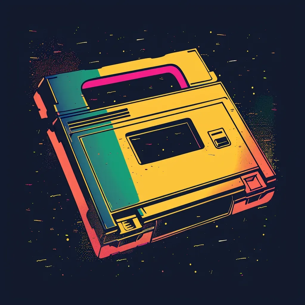 retro stylized floppy disk logo - Image 1