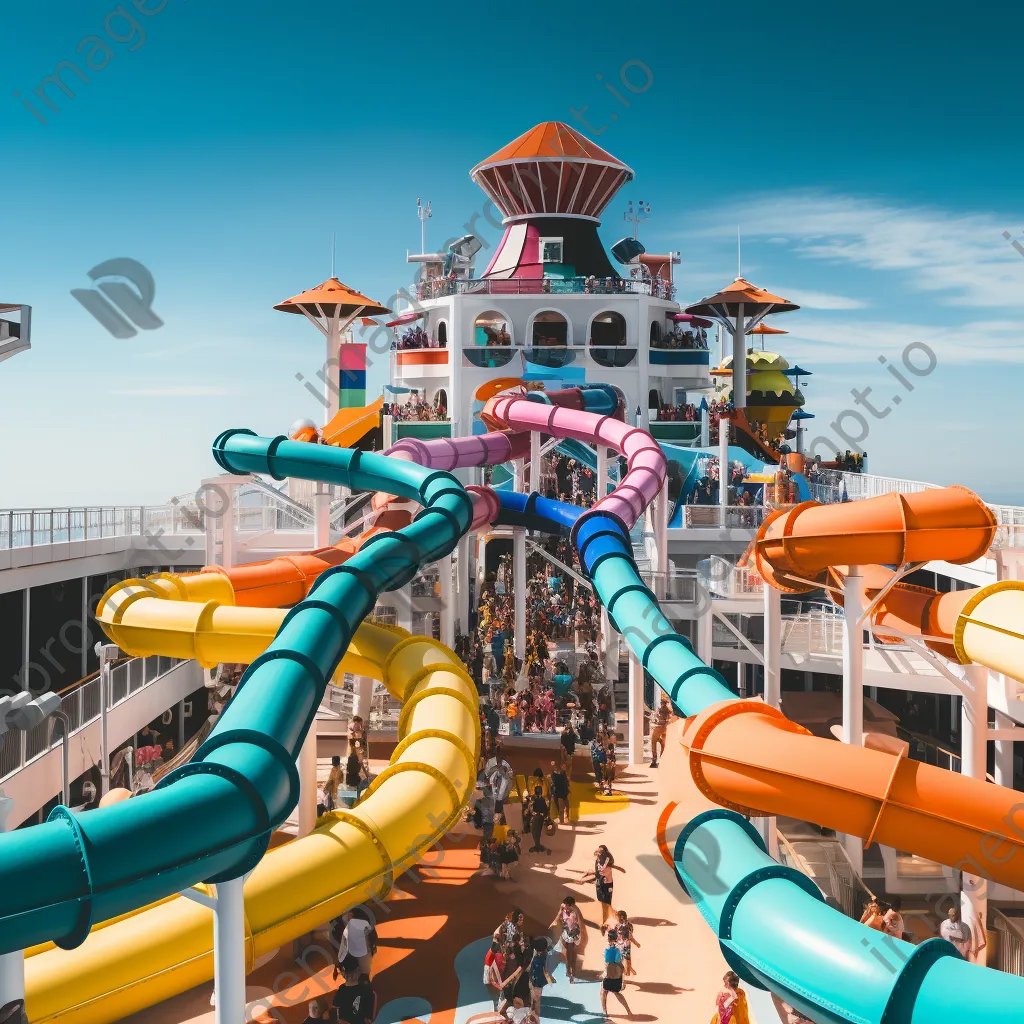 Families enjoying water park on cruise ship. - Image 2