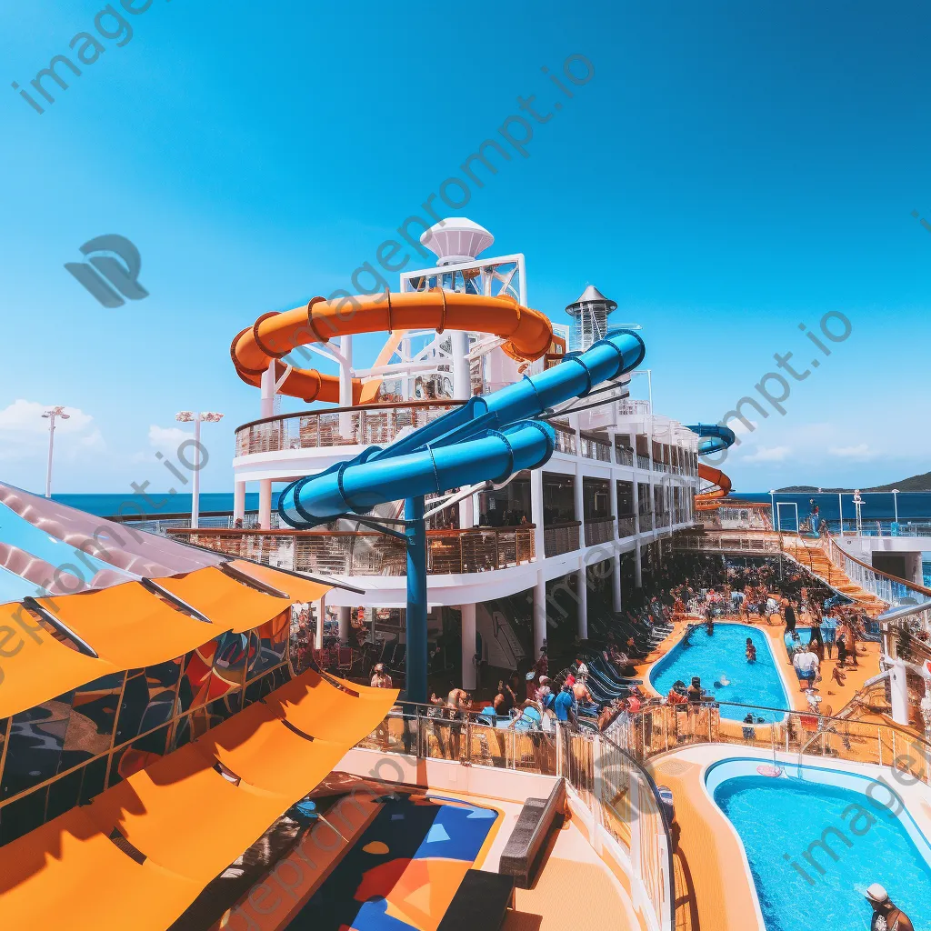 Families enjoying water park on cruise ship. - Image 4