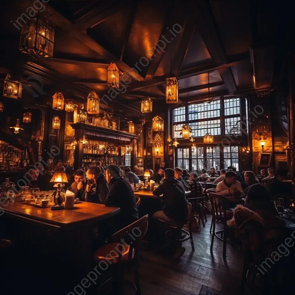 Cozy pub with warm lighting and patrons - Image 3