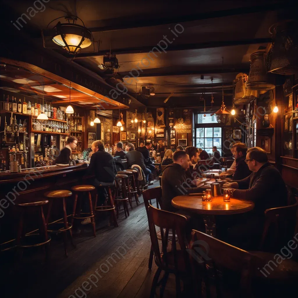 Cozy pub with warm lighting and patrons - Image 4