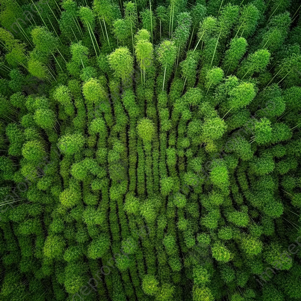 Aerial view of dense bamboo forest with patterns - Image 1