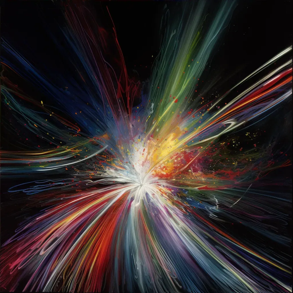 Illustration of a spacecraft traveling at light speed with a trail of pulsating, multicolored lights - Image 4