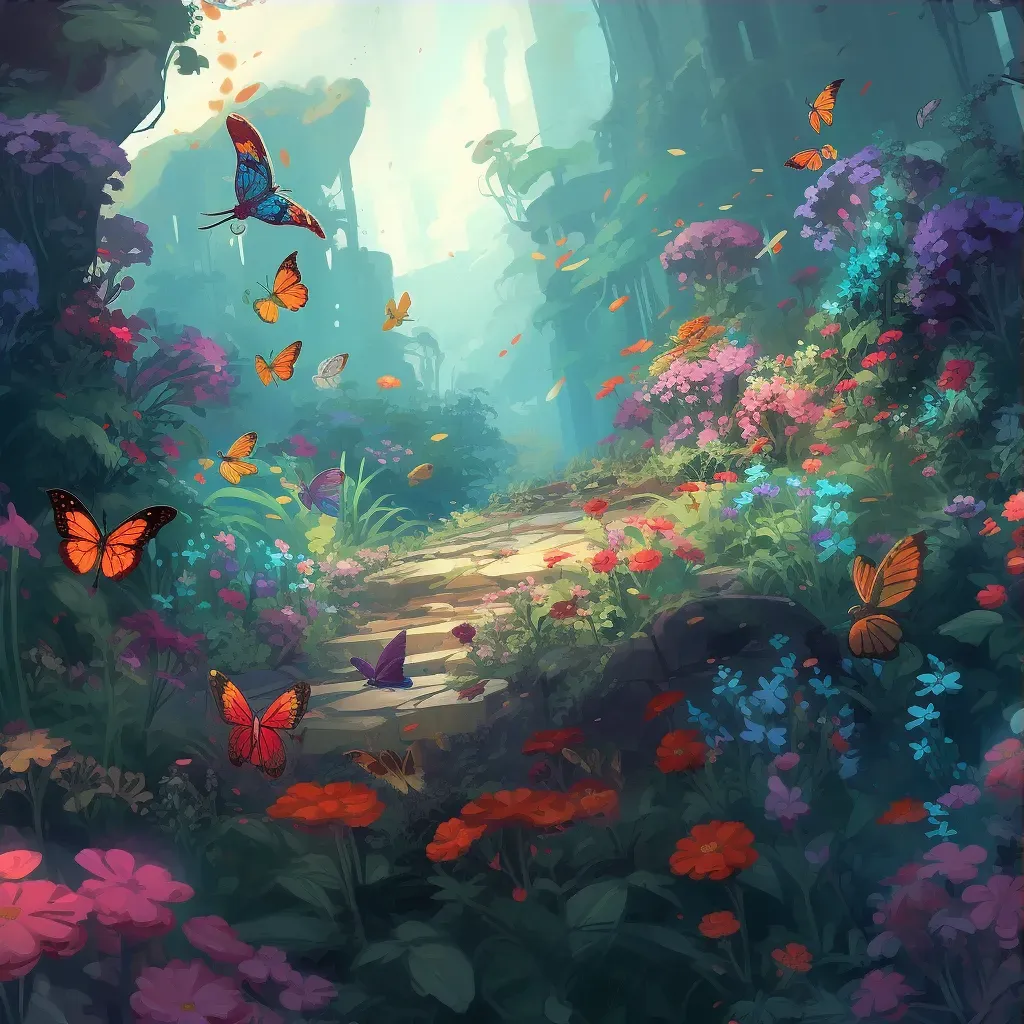 Image of a vibrant butterfly garden with flowers and butterflies - Image 3