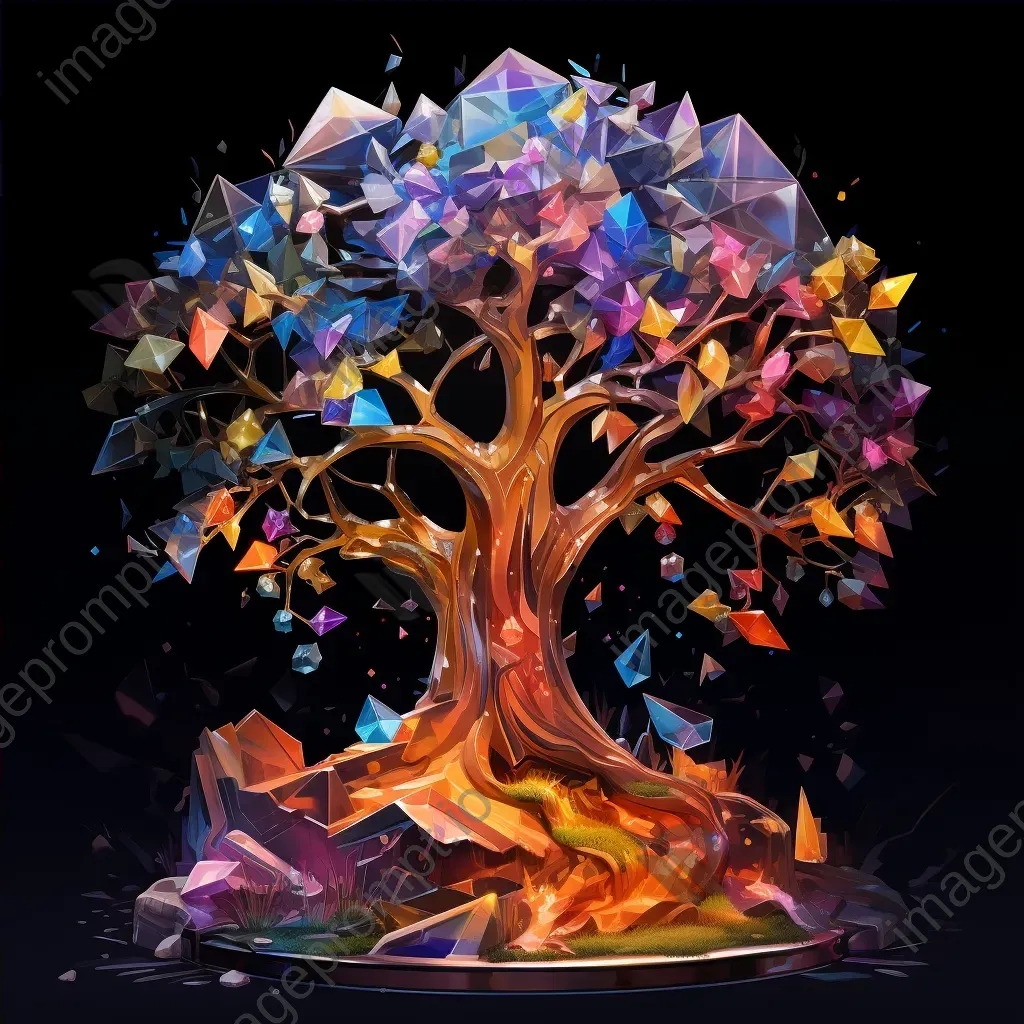 Low poly cosmic tree Yggdrasil in a spectrum of cosmic colors - Image 4