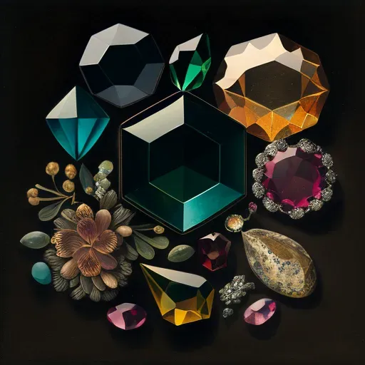 Arrangement of geometric gemstones on a black velvet surface - Image 2