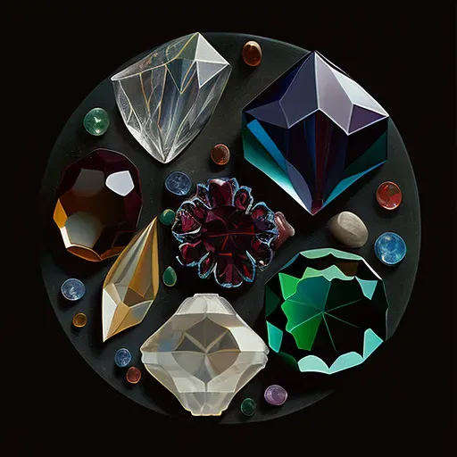 Arrangement of geometric gemstones on a black velvet surface - Image 3