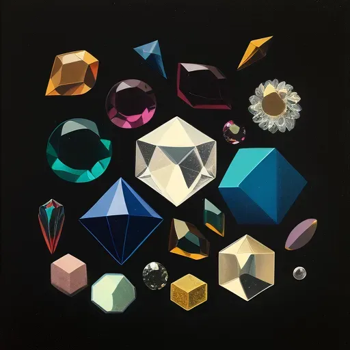 Arrangement of geometric gemstones on a black velvet surface - Image 4