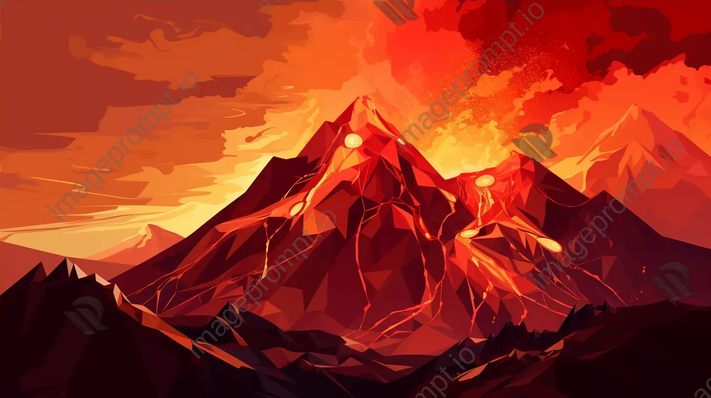 Dynamic low poly volcano eruption in warm colors - Image 4