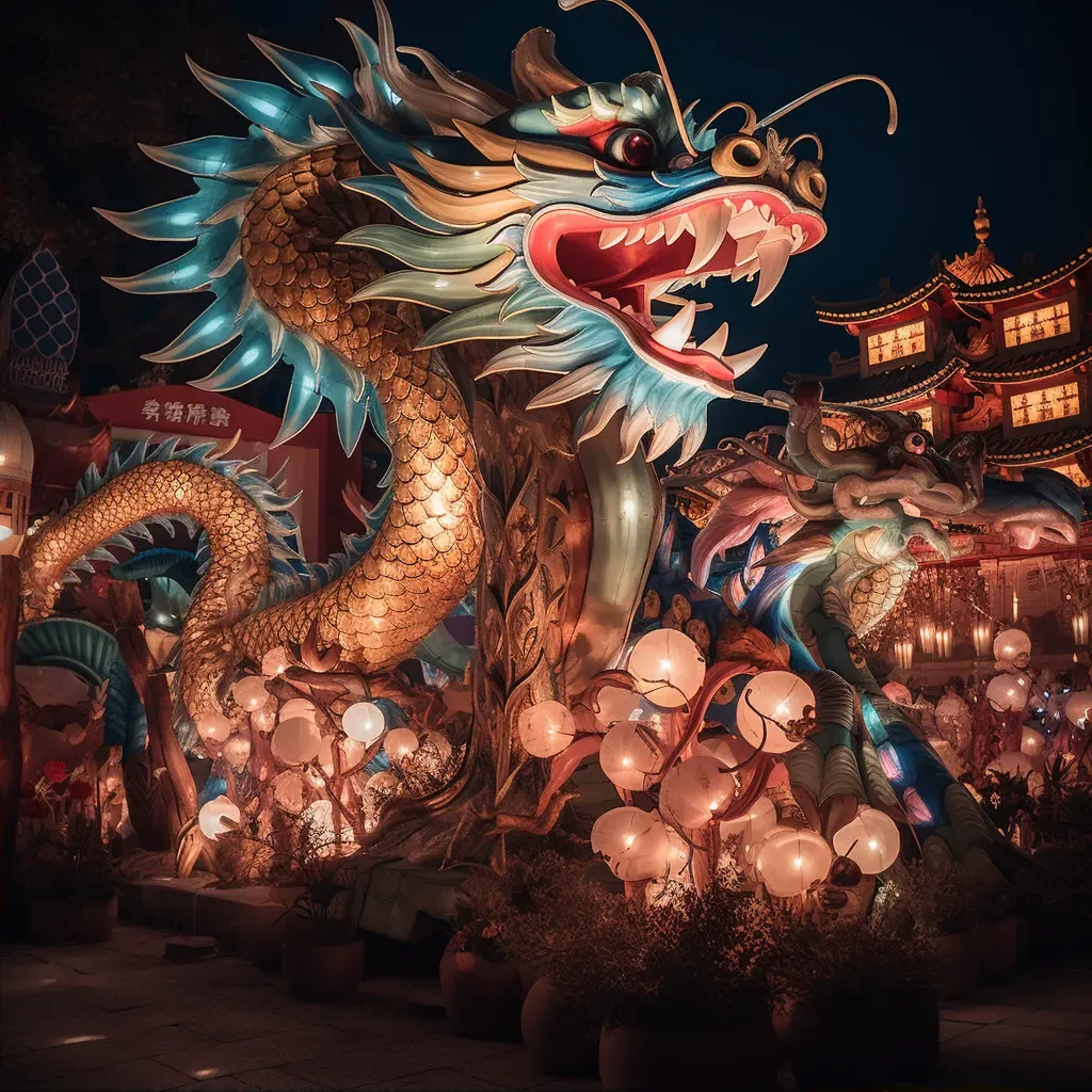 Chinese lantern festival with dragon dances and festive decorations - Image 2