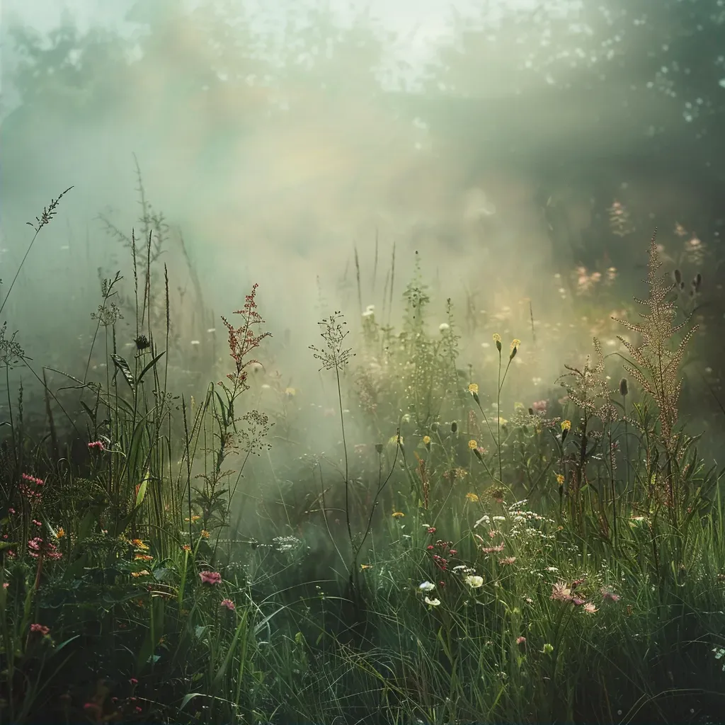 Mist fog meadow morning - Image 2