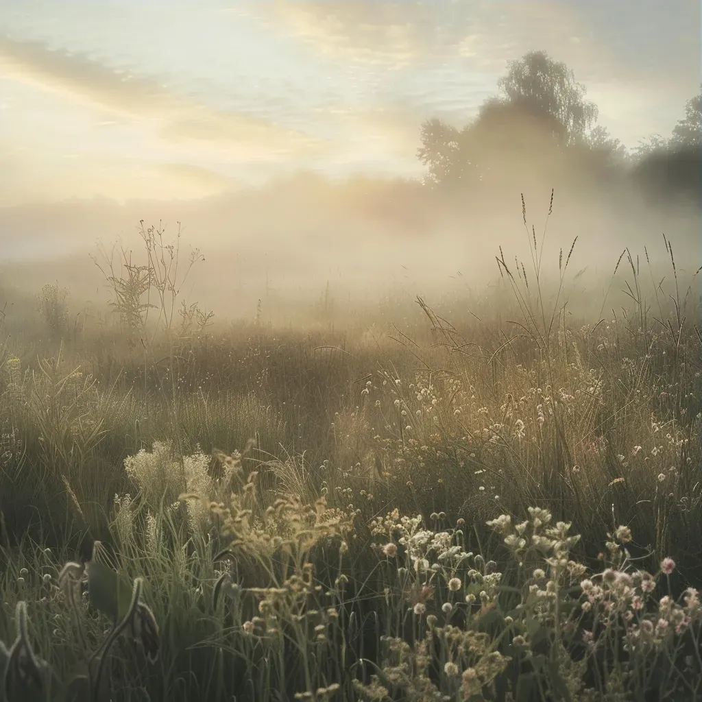 Mist fog meadow morning - Image 3