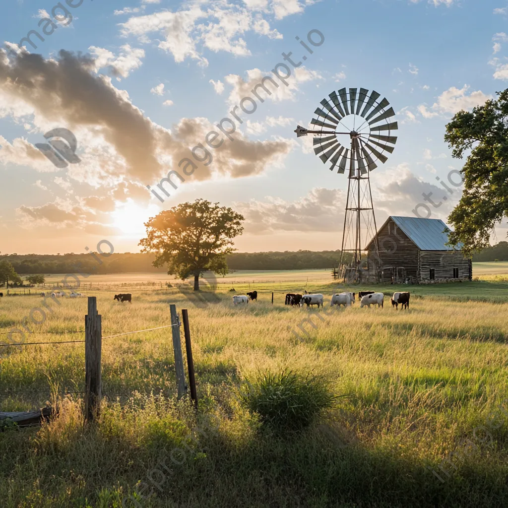 Old-fashioned windmill near farmhouse - Image 1