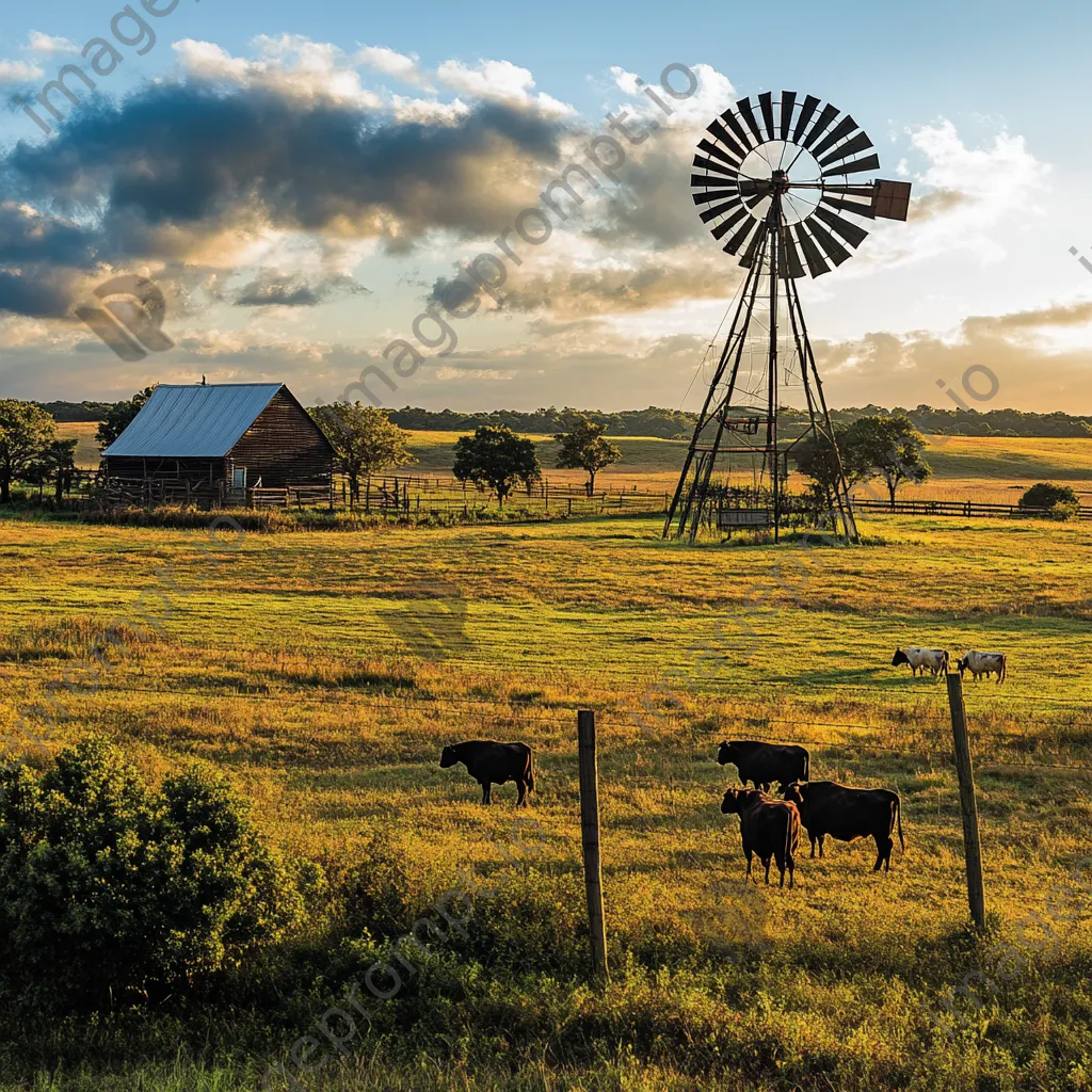 Old-fashioned windmill near farmhouse - Image 4