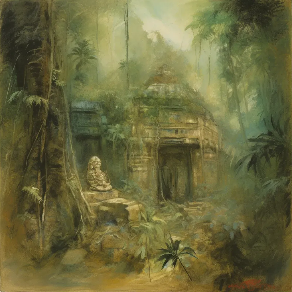 Mystical Ancient Mayan Temple in a Jungle Setting - Image 1