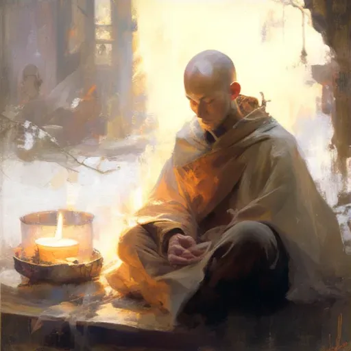 Tranquil monk meditation scene - Image 3