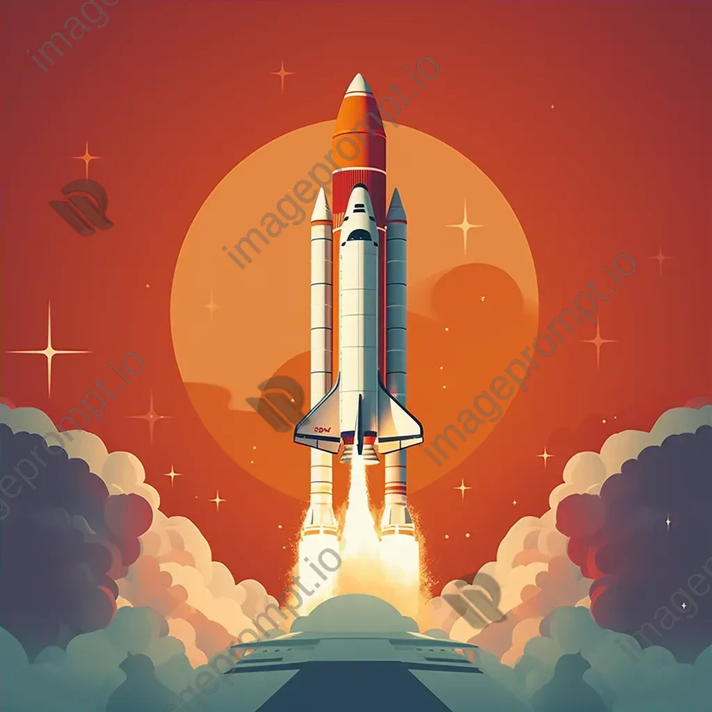 Monochromatic low poly depiction of a vintage rocket launch - Image 4