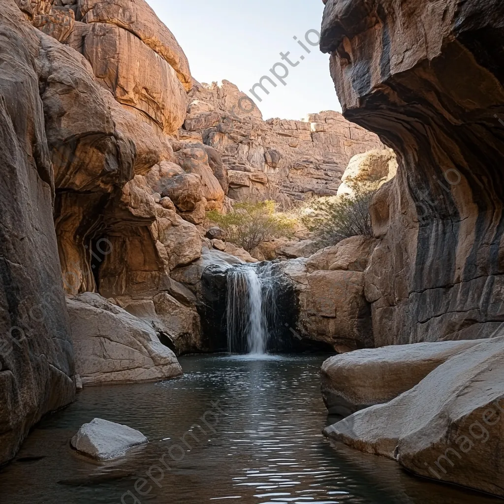 Remote desert oasis with waterfall and wildlife - Image 2