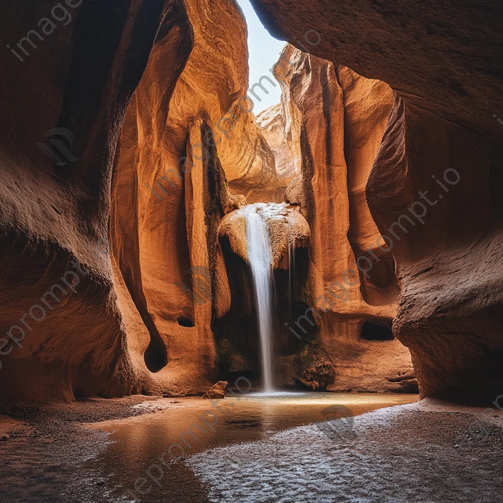 Remote desert oasis with waterfall and wildlife - Image 4