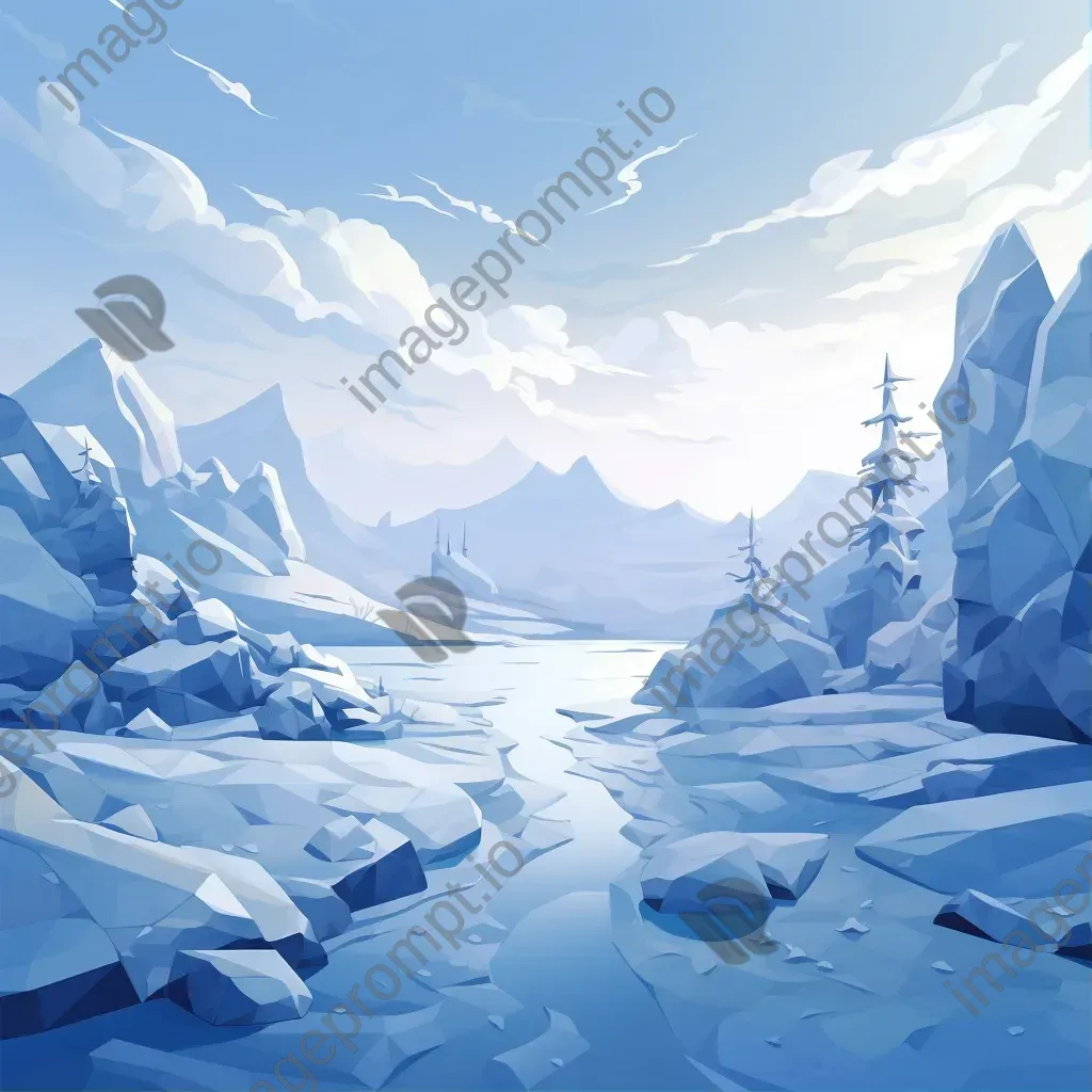 Low poly depiction of a pristine snowy landscape - Image 1