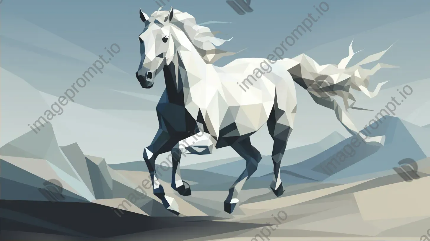 Geometric representation of a galloping horse in monochrome - Image 2