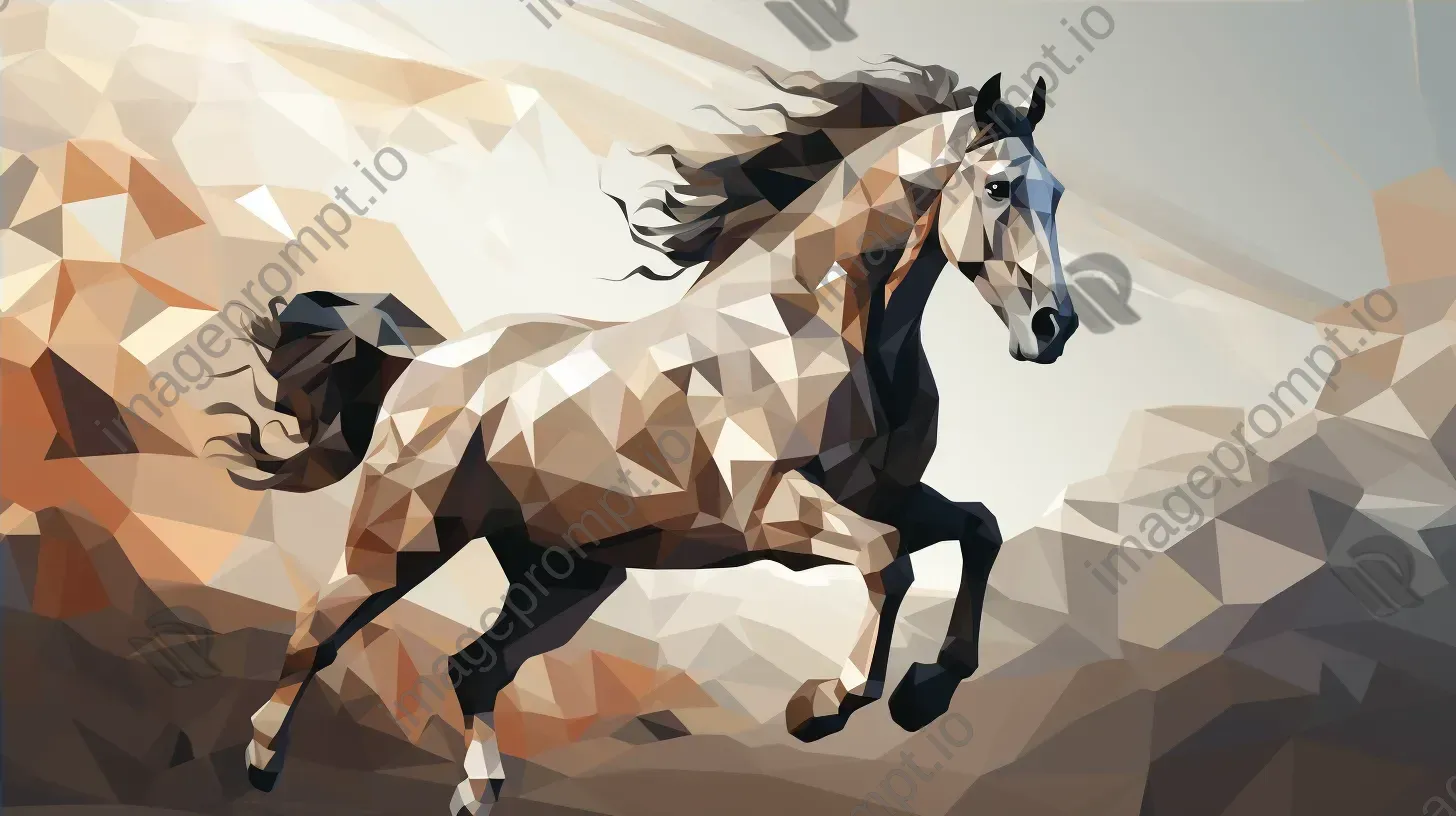 Geometric representation of a galloping horse in monochrome - Image 4