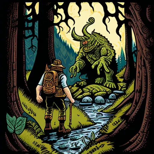 Image showing an encounter with a mythical creature in a wild setting - Image 1