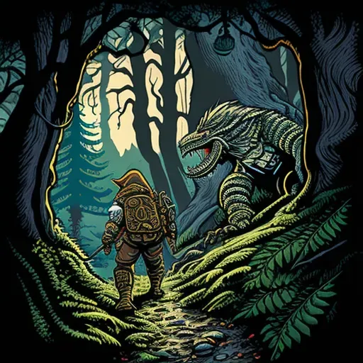 Image showing an encounter with a mythical creature in a wild setting - Image 4