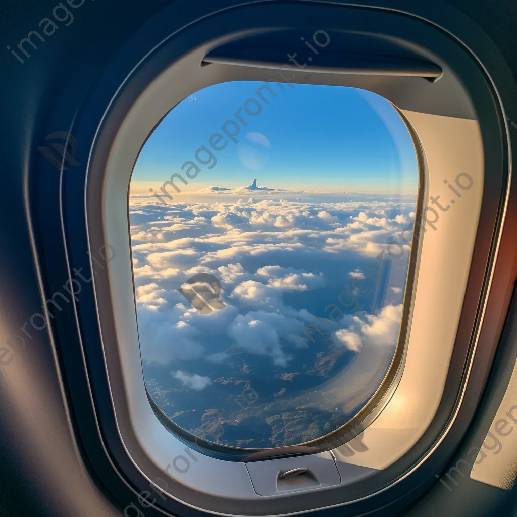 Clouds and landscape viewed through airplane window - Image 2