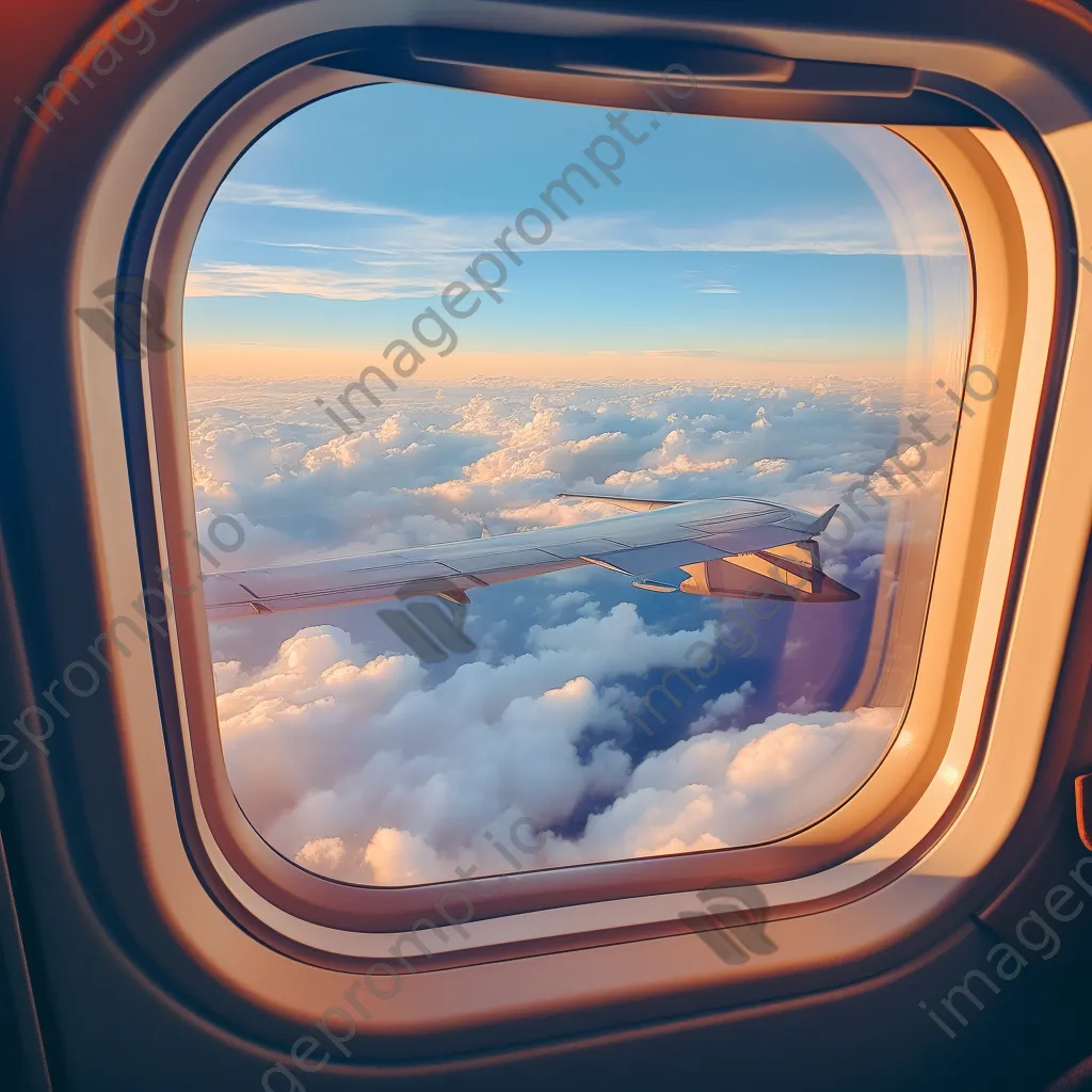 Clouds and landscape viewed through airplane window - Image 3