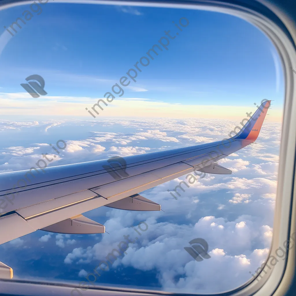 Clouds and landscape viewed through airplane window - Image 4