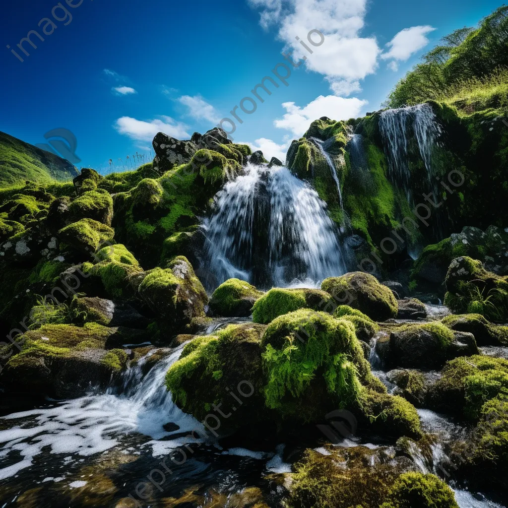 Waterfall cascading over ancient rock formations - Image 4