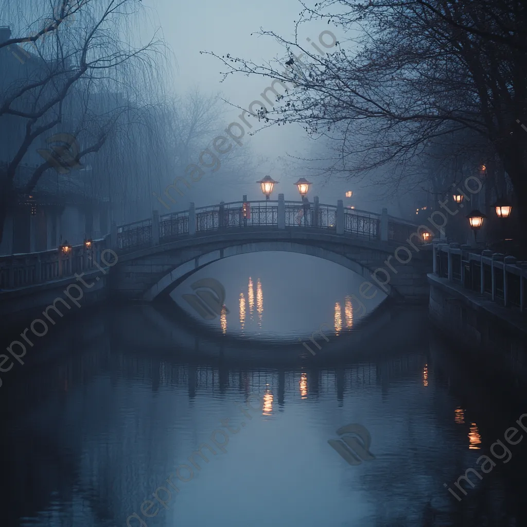 Fog-enshrouded bridge over a river - Image 3