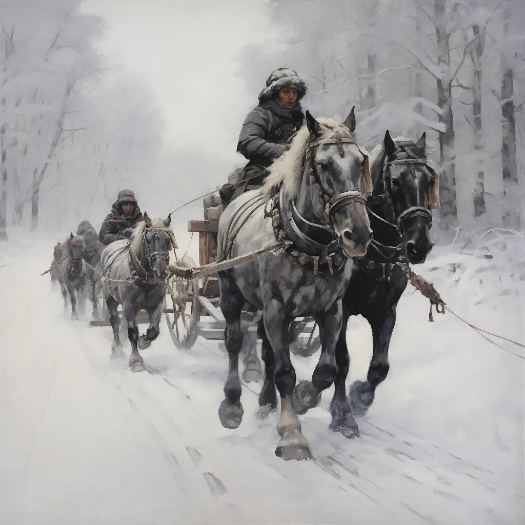 Russian Troika ride on snowy day - Image 1