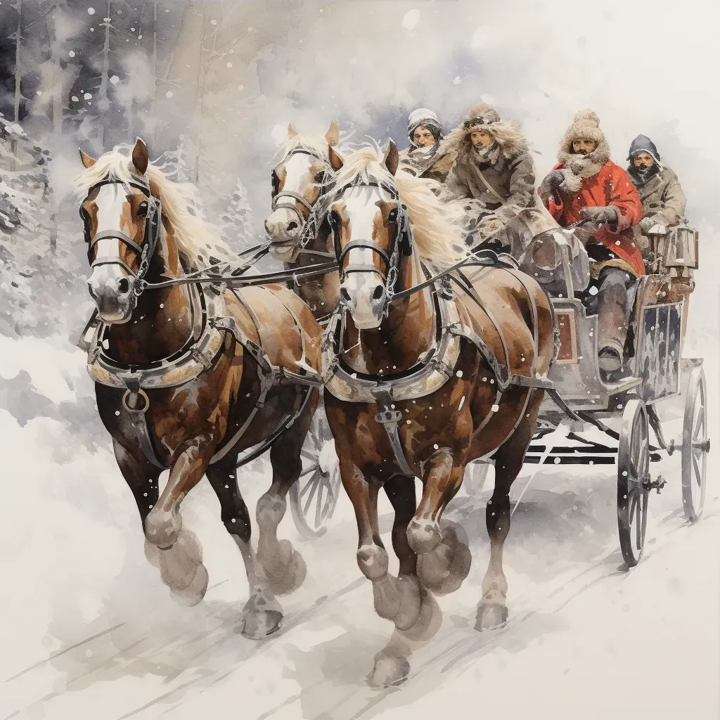 Russian Troika ride on snowy day - Image 3