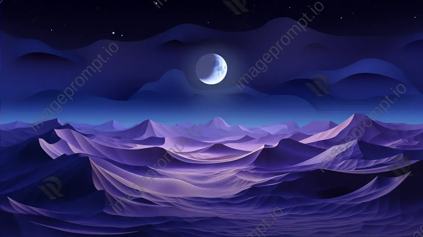 Surrealist moonlit desert in low poly style - Image 2