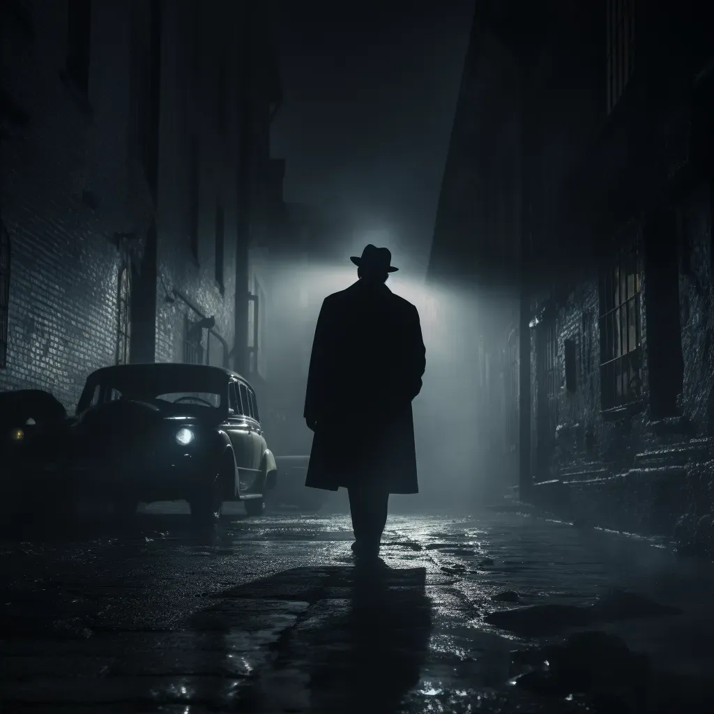 Mysterious figure in foggy alleyway with dramatic lighting contrasts - Image 2