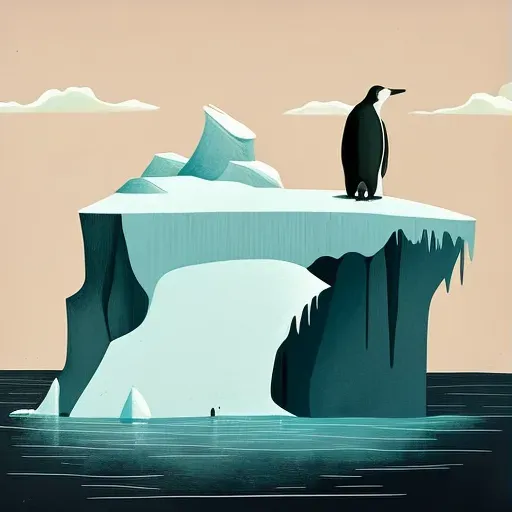 Penguin standing on iceberg in vast icy ocean - Image 1