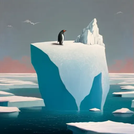 Penguin standing on iceberg in vast icy ocean - Image 3