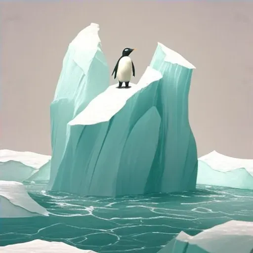 Penguin standing on iceberg in vast icy ocean - Image 4