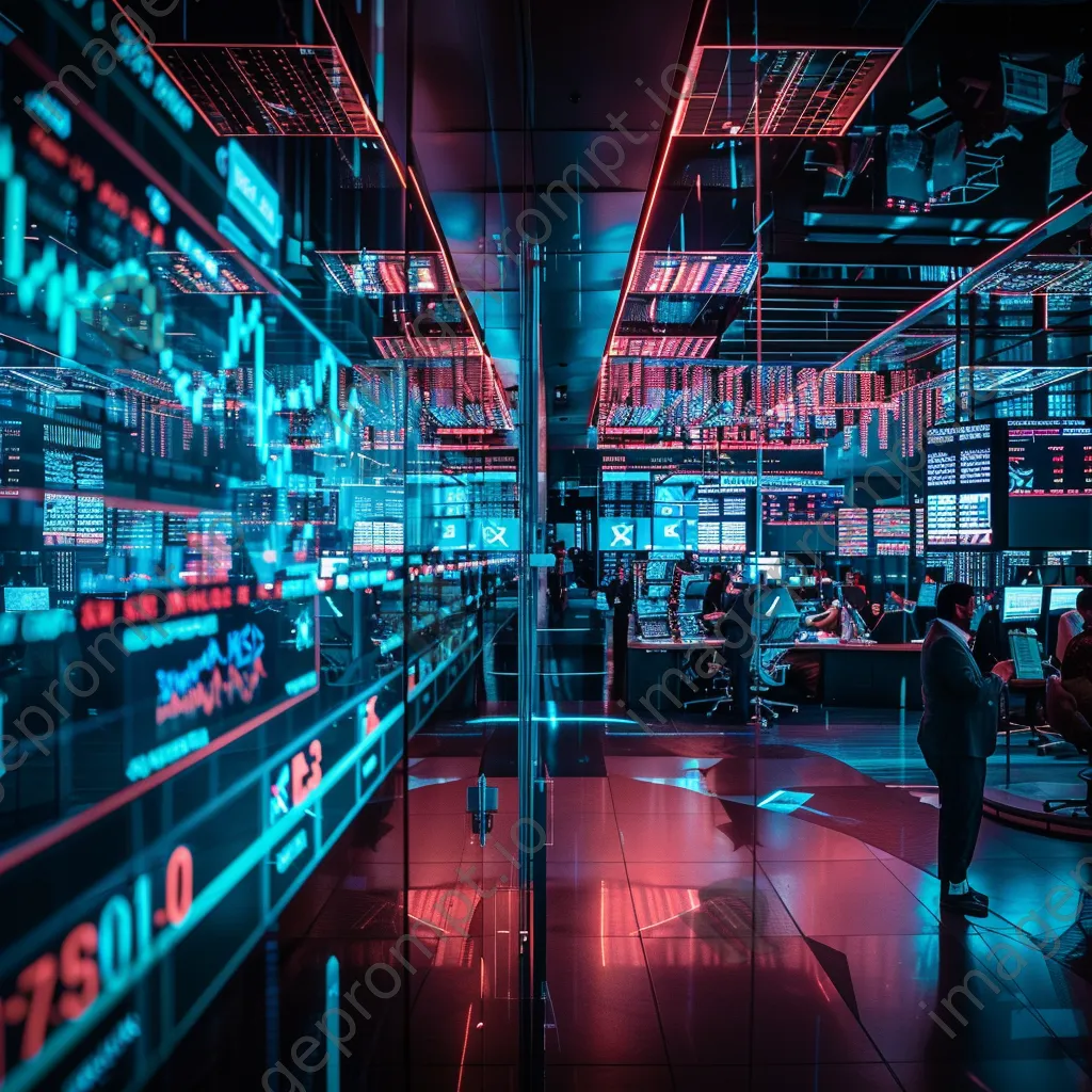 Traders engaged on a busy stock trading floor with screens - Image 2